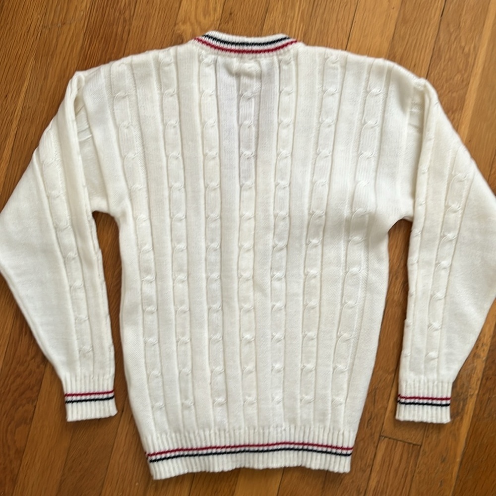 Vintage Cream Cardigan with Red and Black Trim - Picture 10 of 12